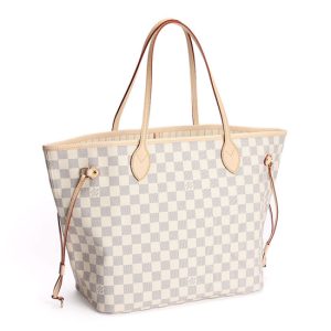 Louis Vuitton N51107 Neverfull MM Shoulder Bag Damier Azur Canvas