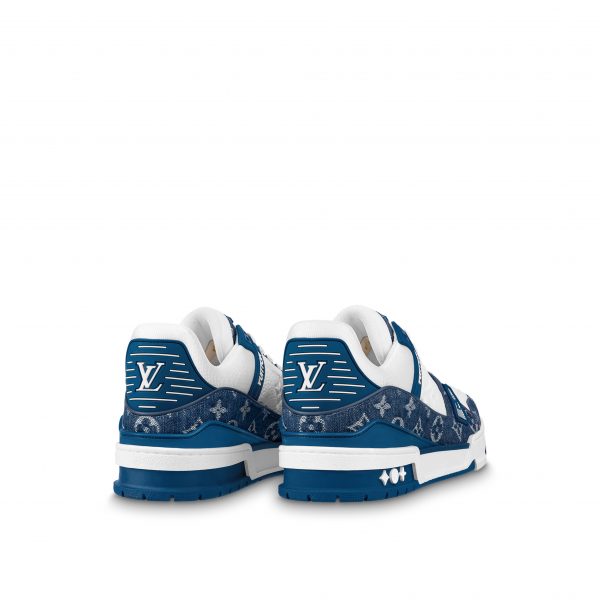 Louis Vuitton Trainer Sneaker Monogram Denim White Blue 1A9JH1