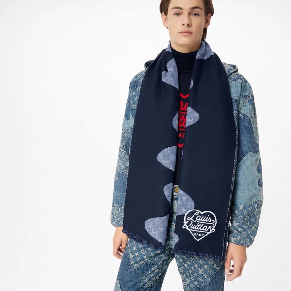 Louis Vuitton x Nigo MP3255 Monogram Drip Blue Scarf