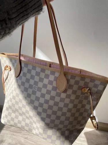 Louis Vuitton N40603 Neverfull MM Rose Ballerine Damier Azur Canvas photo review