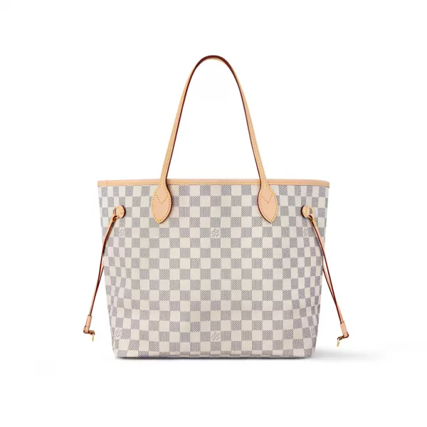 Louis Vuitton N40604 Neverfull MM Rose Ballerine Damier Azur Canvas